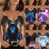 sexy women summer casual vest print top sleeveless camisole tshirt v neck female plus size shirt