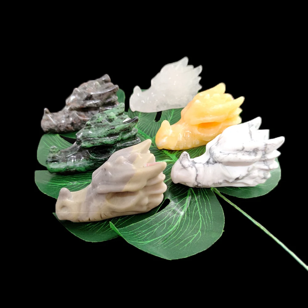 

Статуэтка из натурального кристалла дракона, искусственная скульптура, резьба в виде черепа, ремесленное украшение для коллекции, Декор для дома и офиса, подарок, сувенир