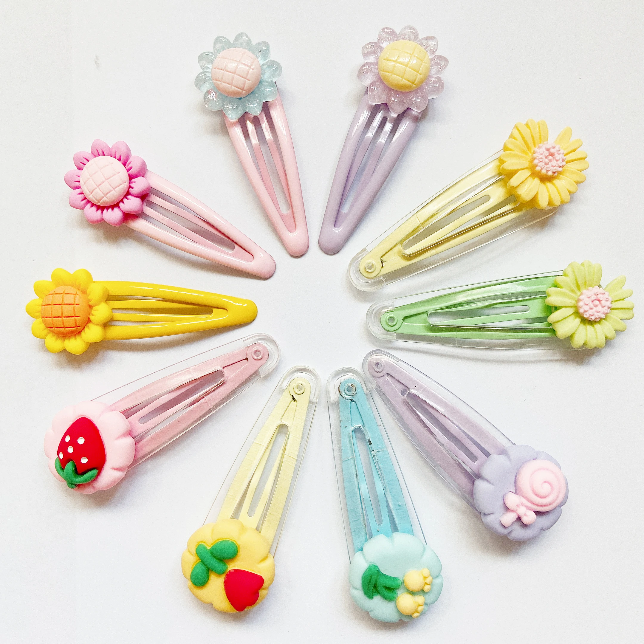 

10 Pcs/Set Baby Girl Cute Cartoon Flower Ornament Hair Clips Children Lovely BB Hairpins Kid Hair Accessories