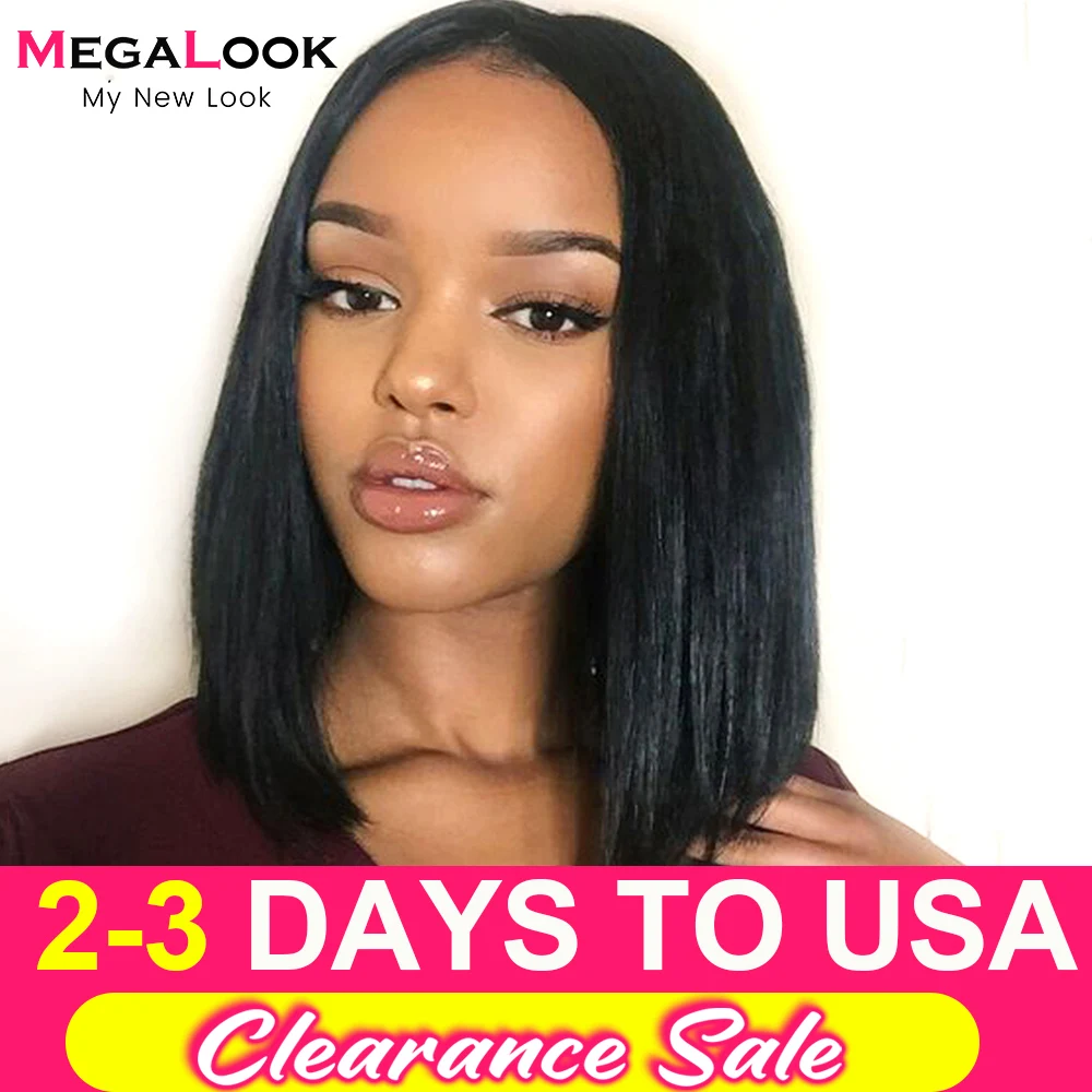 

13x4 Lace Front Wig Straight Bob Wig Human Hair MEGALOOK Transparent Lace Short Bob Wigs Brazilian Virgin Human Hair 4x4 Bob Wig