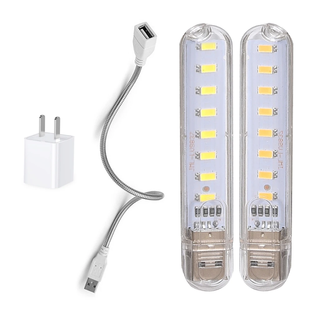 

Pack of 2 USB Lights Computer LED Book Lamps Dormitory Camping Lighting
