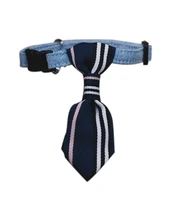 adjustable deep blue stripe dog cat neck tie decorative gentleman dog collar 6 11 inches