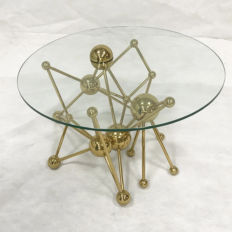 

Postmodern Stainless Steel Glass Coffee Table Italian Minimalist Coffee Table Villa Hotel lobby tea table