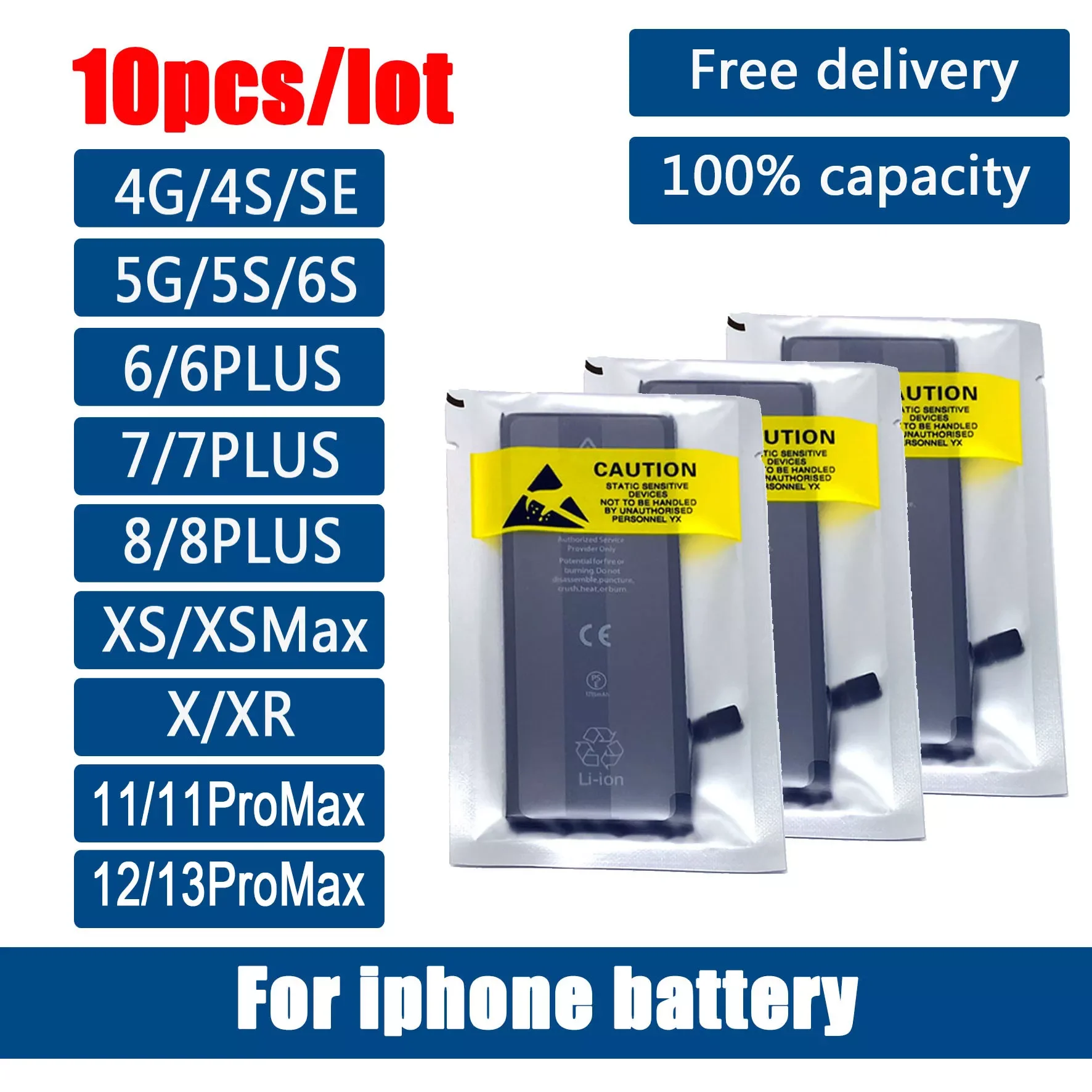 

10 шт./лот новый 0 цикл Oem мобильный телефон аккумулятор для iPhone 4 4S 5 5S 5C SE 2020 6 6S 7 8 Plus X XR XS 11 12 13 Mini SE2 Pro Max