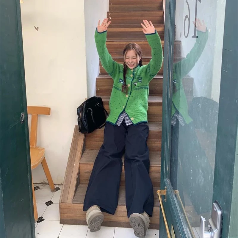 Винтажный вязаный кардиган Deeptown Fair Isle женский рождественский свитер с длинными