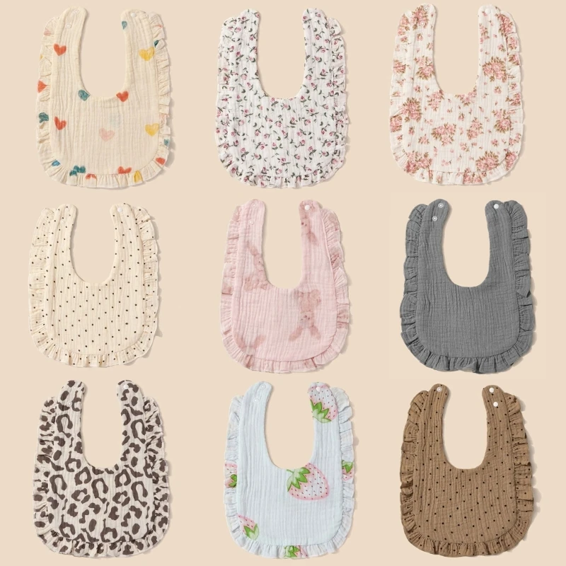 

Детский нагрудник из марли и хлопка с цветочным принтом, нагрудник U-образной формы для прорезывания зубов, нагрудник для