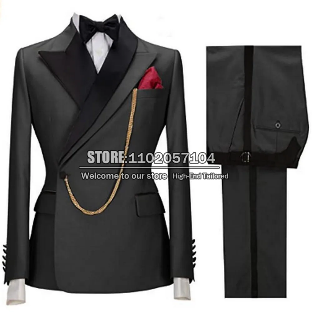 Темно-синие деловые мужские костюмы одежда для жениха блейзеры набор из 2