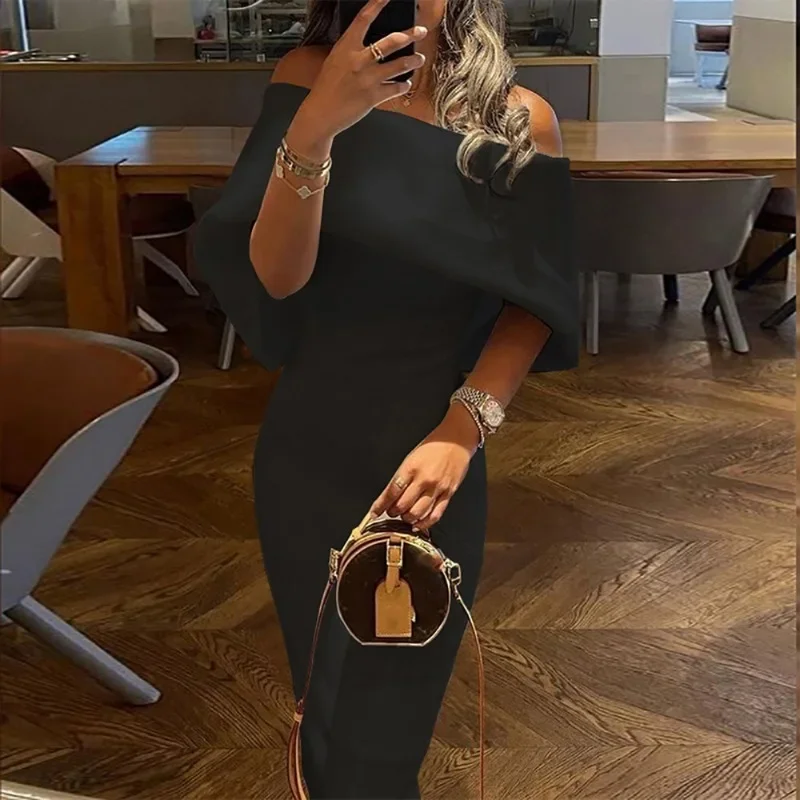 Женское элегантное платье-накидка с открытыми плечами сексуальное платье