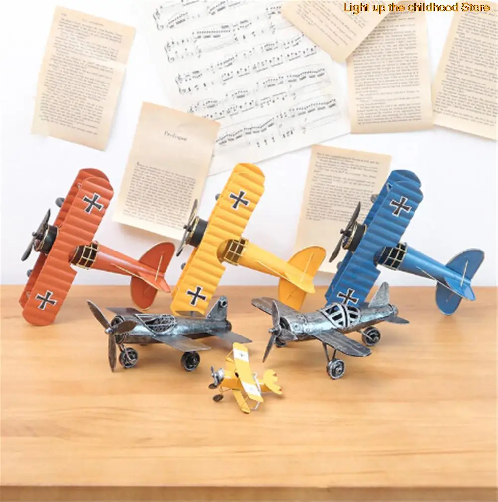 

1PC Mini Vintage Metal Plane Model Aircraft Glider Biplane Airplane Model Kids Toy For Home Decoration New