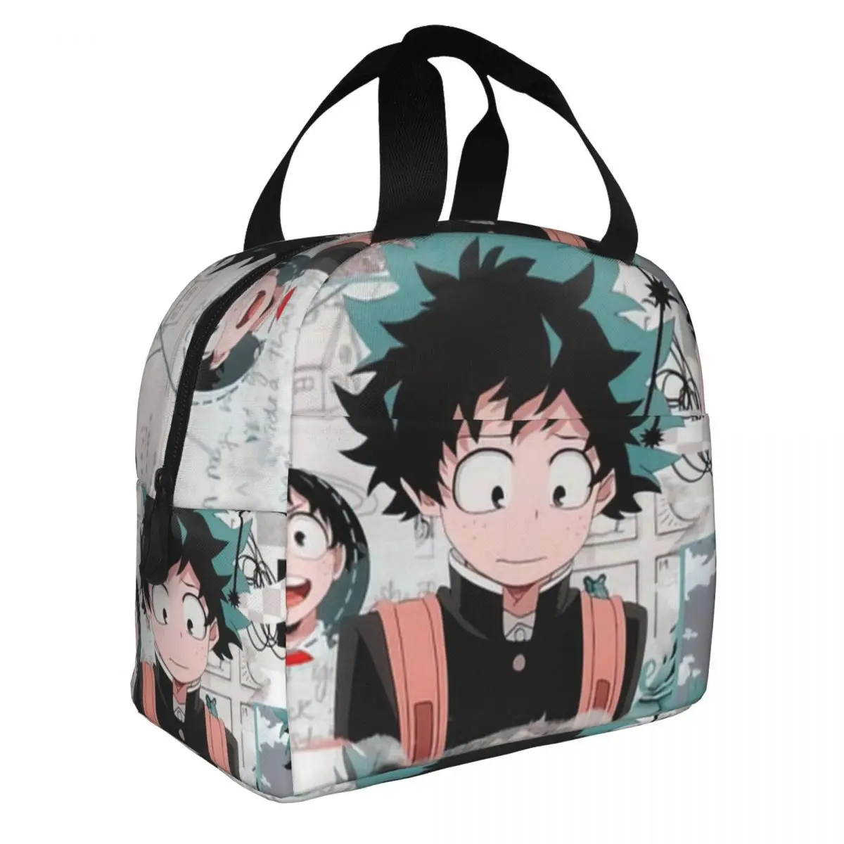 Izuku Midoriya Pitbull Cartoon Lunch Bento Bags Portable Aluminum Foil thickened Thermal Cloth Lunch Bag for Boys and Girls
