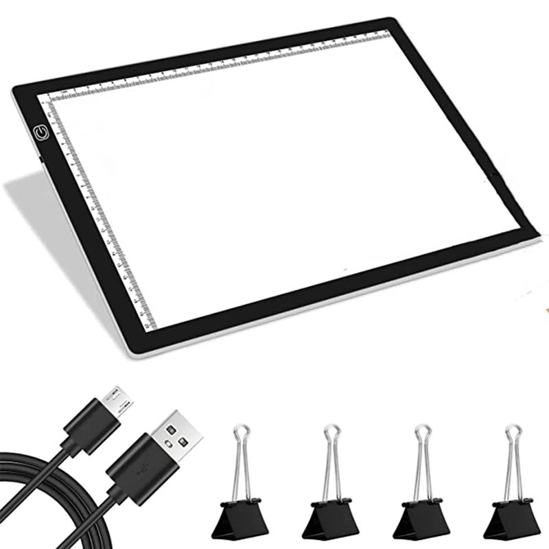 

A4 Tracing Light Box USB Powered Adjustable Brightness LED Lightbox,With 4 Binder Clips, For Diamond Painting, Cricut