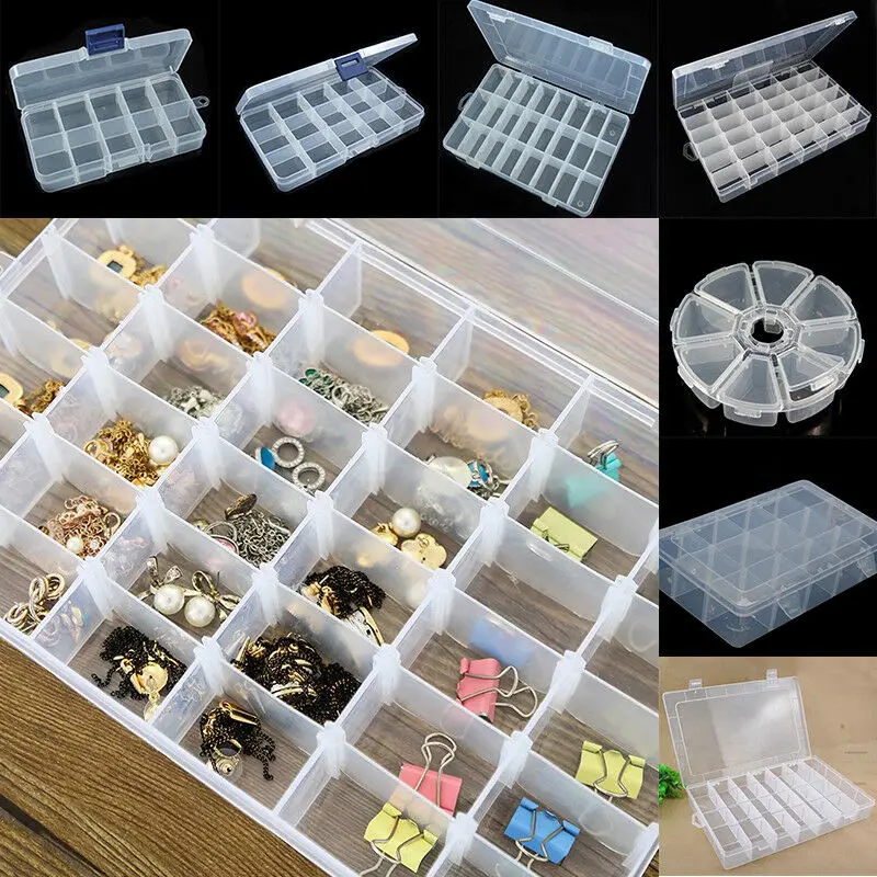 

Storage Box Small Compartment Clear Plastic Case grid Detachable Container Box