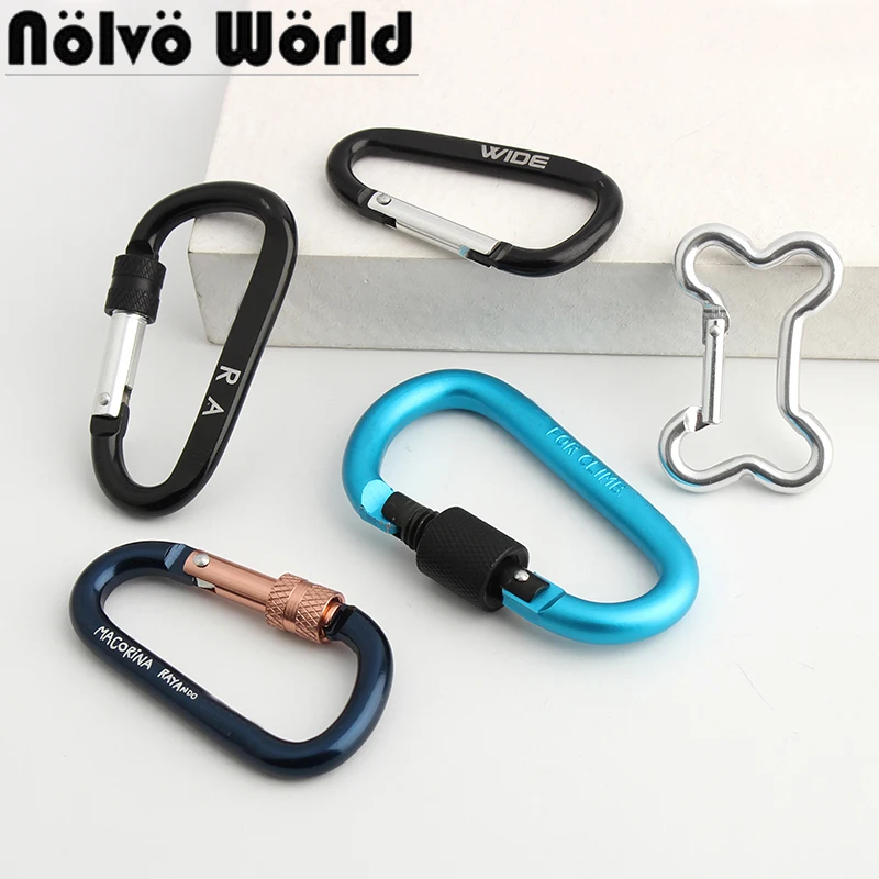 

20-100 шт. 6 размеров, алюминиевый карабин, зажим с поворотным замком, пряжка с D-образным кольцом, брелок для ключей для кемпинга и гор