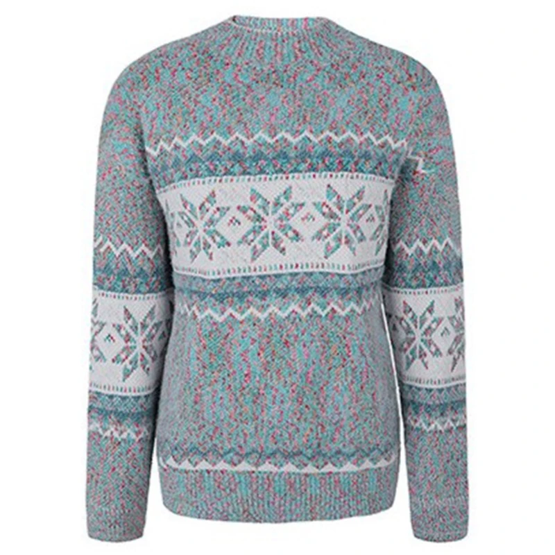 

Рождественский джемпер, Рождественский свитер с высоким воротником и снежинками, Женский пуловер, свитер