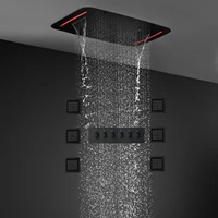 bathroom accessories ceiling black shower set led rain showerheads system 5functions thermostatic valve faucets massage body jet