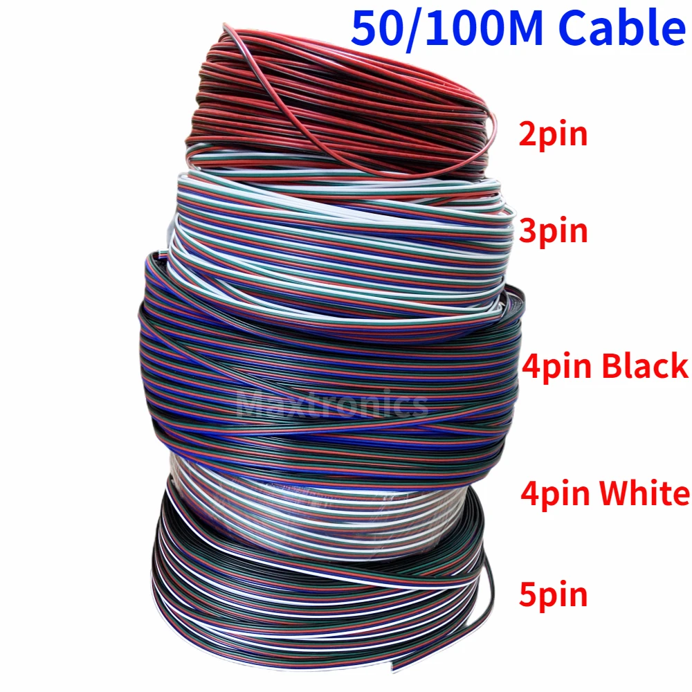 

Wholesale Price 2Pin/3Pin/4Pin/5Pin/6Pin 22AWG Led Cable Extension Wire For WS2812B WS2811 5050 2835 LED Strip Light 50M/100M