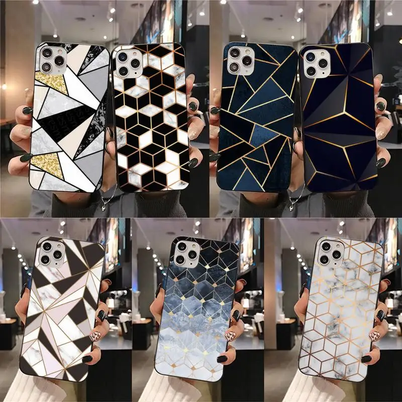

Fashion Geometric Marble Phone Case For iphone 13 12 11 Pro Mini XS Max 8 7 Plus X SE 2020 XR cover