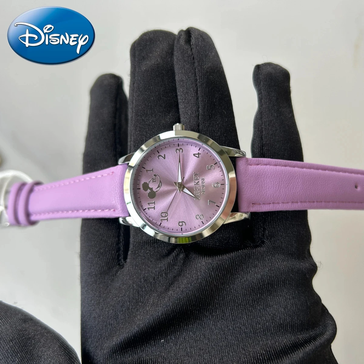 Фото Disney Микки фиолетовые счастливые цветные студенческие кварцевые часы для девочек водонепроницаемые часы подарок для детей с коробкой №5