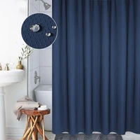 waterproof bathroom shower curtain solid color non transparent mould proof thicker polyester cloth modern simple metal rings