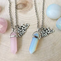 2pcs best friend necklace paired pendants crystal friendship gift teens girls women natural bullet crystal pendant necklace