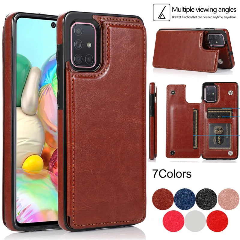 

Кожаный флип-чехол с двойной пряжкой для телефона Samsung A72 A52 5G A12 с прочным бумажником для Galaxy A51 A71 A90 5G Coque Etui