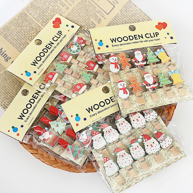 Маленький зажим с изображением Санта-Клауса и снеговика веселого Рождества