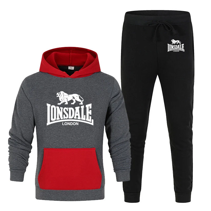 Весенние новые мужские классические комплекты Lonsdale с принтом Harajuku куртки