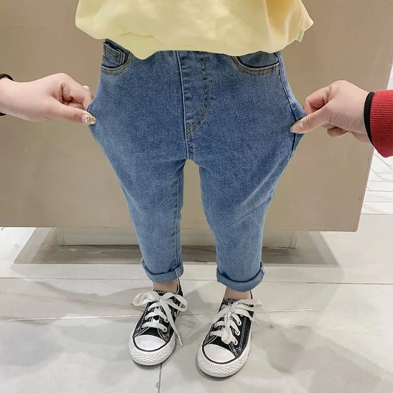 

2022 Spring and Autumn New Girls Jeans Korean Version Trendy Kids Long Pants Kids Fitted Pants Fashion Casual PantsStretchSkinny