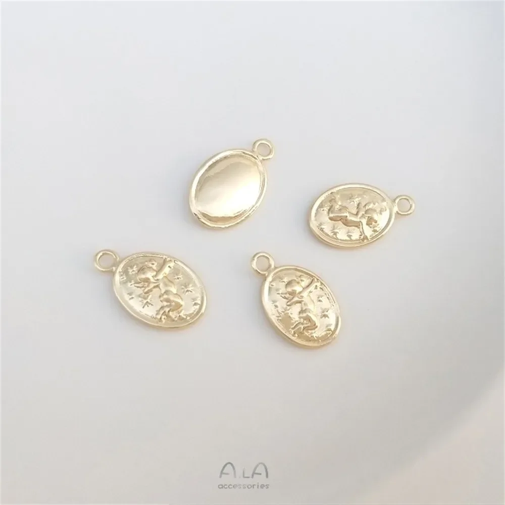 14-каратное золото аксессуары розовый ангел французский винтажный кулон браслет