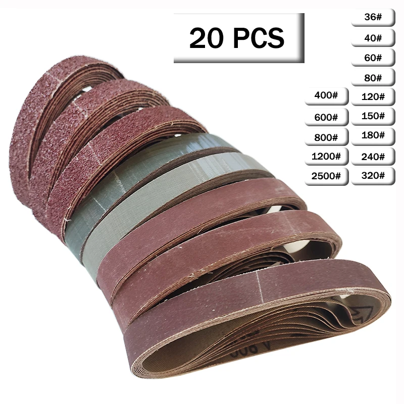 

20PCS Sanding Belts P36 - P2500 Abrasive Sanding Screen Band for Wood Soft Metal Grinding Polishing Sander Belt Sand 340mm*18mm