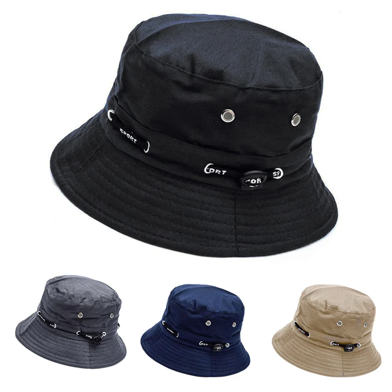 

Summer Foldable Men Women Bucket Hat Summer Sunshade Sunscreen Fisherman Cap with Rope Outdoor Sports Travel Sun Hats Male gorra