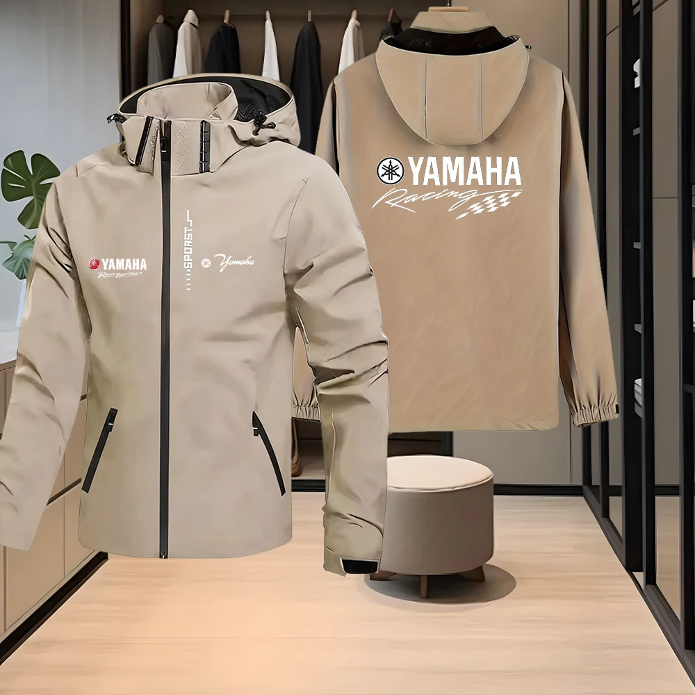 Фото Мужская легкая куртка с капюшоном с логотипом Yamaha, ветрозащитная и водонепроницаемая куртка для улицы, специально разработанная для альпинизма, №4