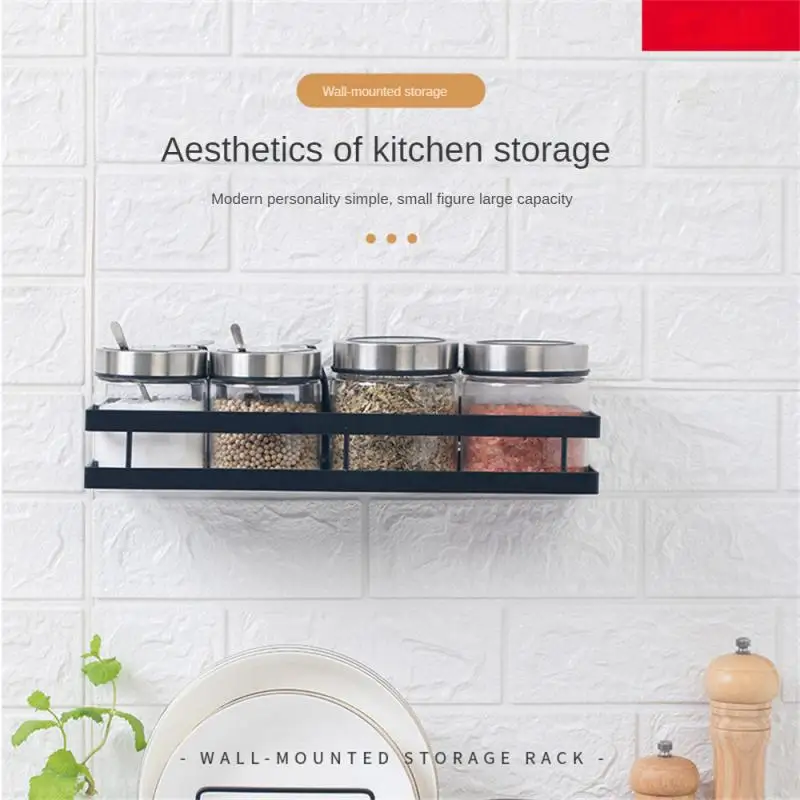 

Kitchen Drain Racks Strong Load-bearing Round Corners Condiment Storage Rack Wall-mounted Hole-free Installation Grid Design