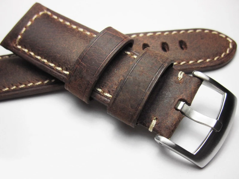

20 21 22 24mm Thick Crazy Horse Skin Watch Straps High-end Genuine Leather Watchband Calfskin Watch Straps Retro Brown Bracelet