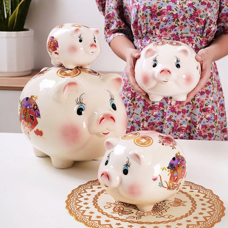 

Secret Large Money Box Ceramic Cartoon Wedding Hidden Safe Cute Pig Piggy Bank for Papper Money Tirelire Enfant Home Decoration