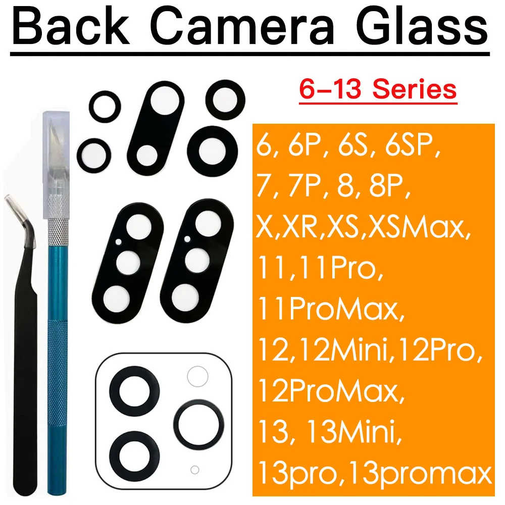 Фото Замена стекла объектива задней камеры для iPhone 14 15 Plus X XR XS 11 12 13 Mini Pro Max с наклейкой 3 м и инструментами для ремонта №3