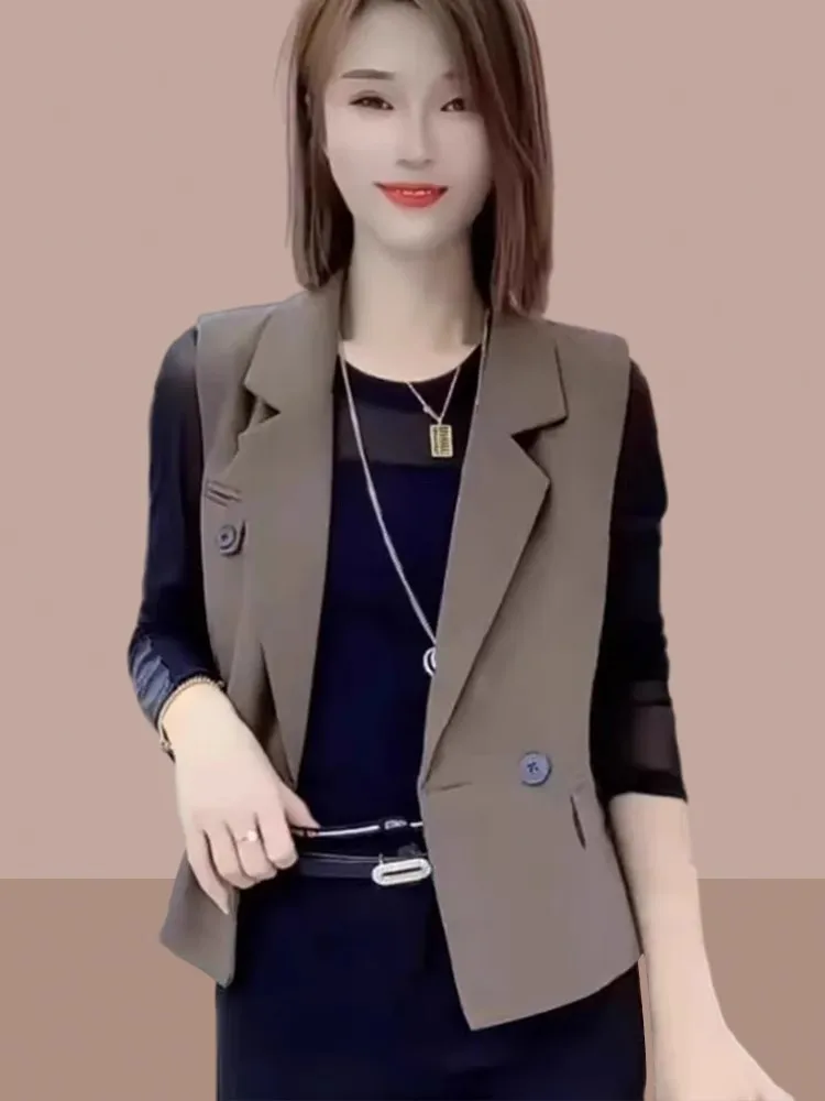 Костюм жилет женский весенне-осенний 2024 новый модный короткий костюм в стиле