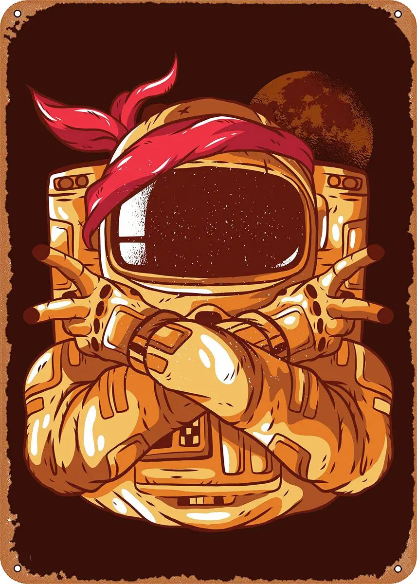 

Space Astronaut Planet Metal Tin Sign Retro Wall Decor Vintage Art Print Poste Great Gift for Space Fans 8 x 12 inch