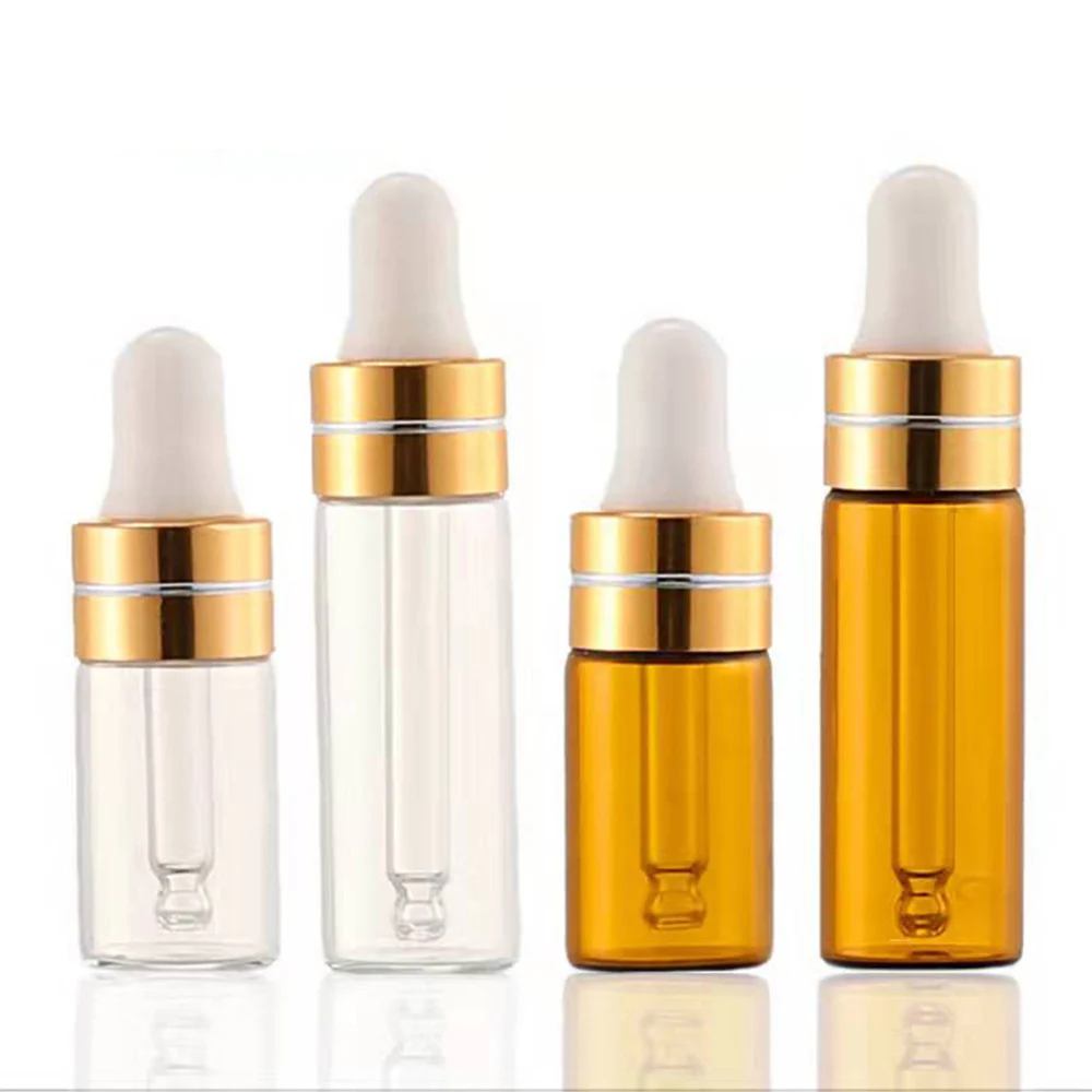 

20pcs 3ml 5ml Empty Dropper Bottle Amber Clear Essential Oil Glass Drop for Perfume Cosmetic Sample Pipette Bottles Refillable