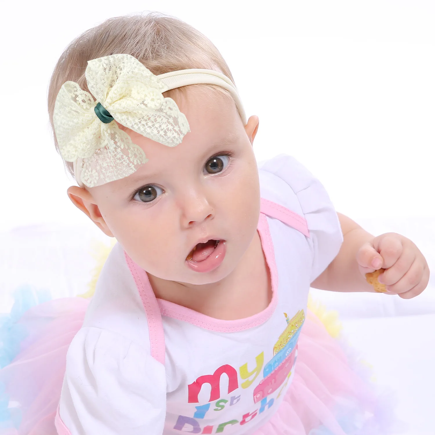 

Child Hair Accessories Infant Newborn Baby Hair Band Lace Bow Princess Headdress Nylon Elastic Headband Kids Headwear