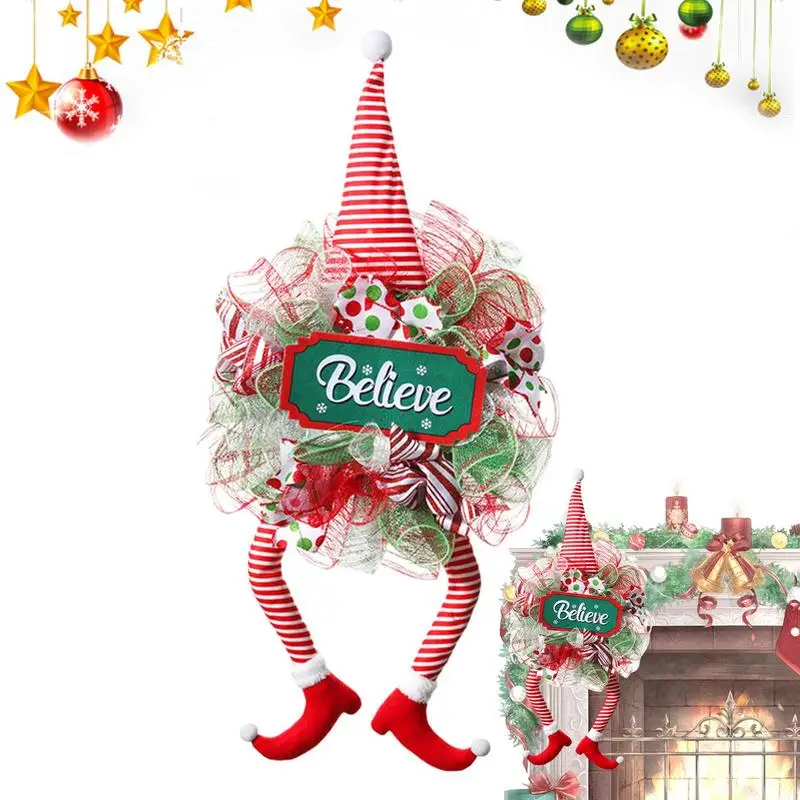 

Front Door Hanging Ornament Christmas Door Wreath Window Hanging Dropdown Pendant With Ribbon Home Outdoor Decor Accessories