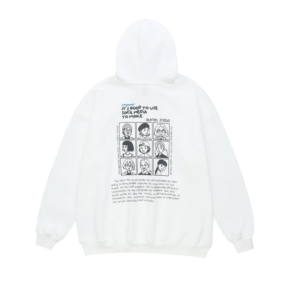 

Autumn Men Hip Hop Hoodies Streetwear Cartoon Printed Hooded Pullover Fashion Harajuku Cotton Casual Loose Hoodie Sweat Shirt