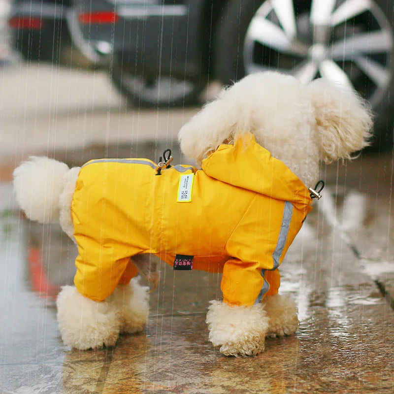 

Summer New Pet Clothing Corgi Teddy Pet Waterproof Raincoat Breathable Reflective Four Legged Raincoat Small Dog Outdoor Apparel