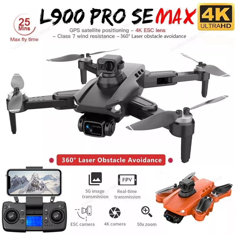 L900 Pro SE MAX GPS Drone 4K Professional Dual HD Camera 5G FPV 360° Obstacle Avoidance Brushless Motor Quadcopter Rc Drones Toy