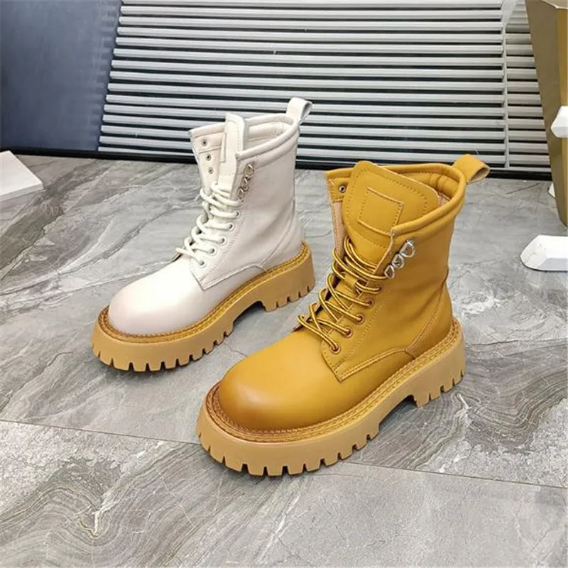 

Женские ботильоны, осенние женские мотоциклетные ботинки Martens, обувь на платформе Martins, модные роскошные кожаные уличные ботинки