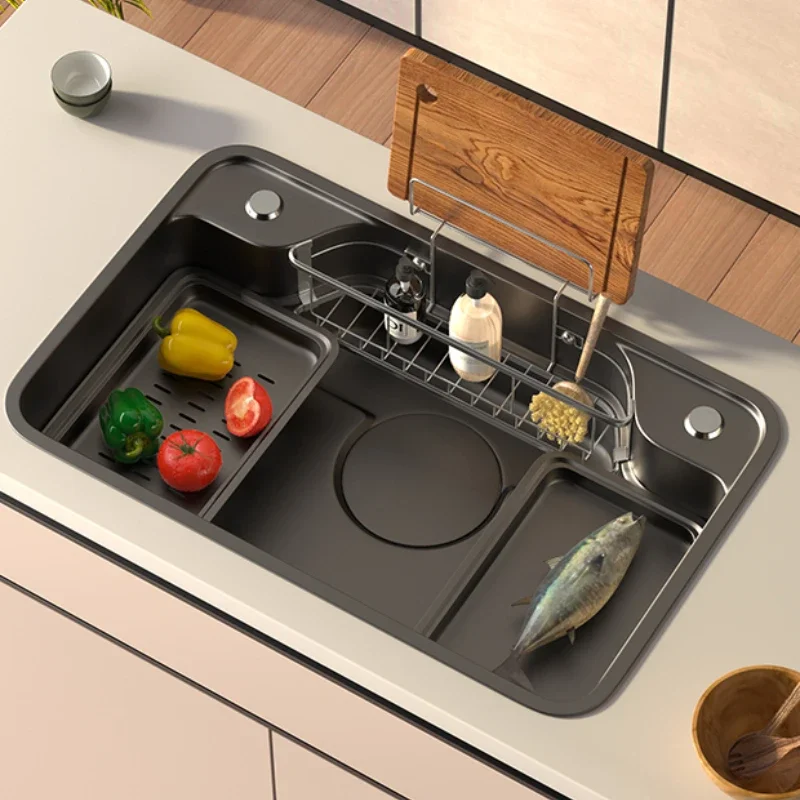 

Черная раковина из нержавеющей стали 304, раковина в японском стиле, большая раковина серого цвета, раковина для мытья овощей