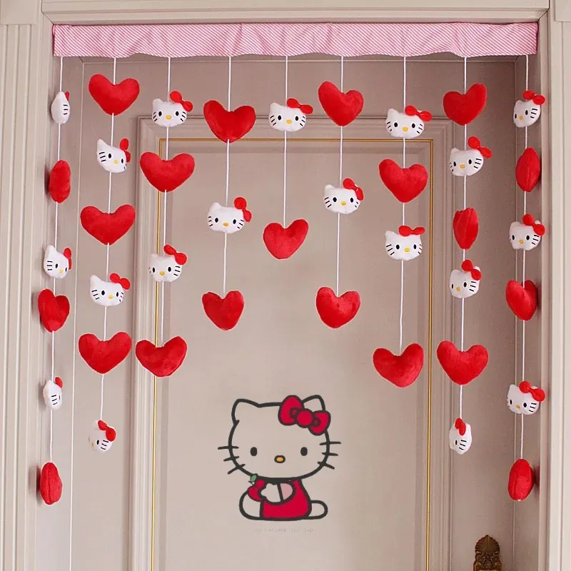 

Kawaii Hellokitty Melody Partition Curtain Anime Plush Doll Toy Girl Room Living Room Kitchen Curtain Velcros Decor Couple Gift