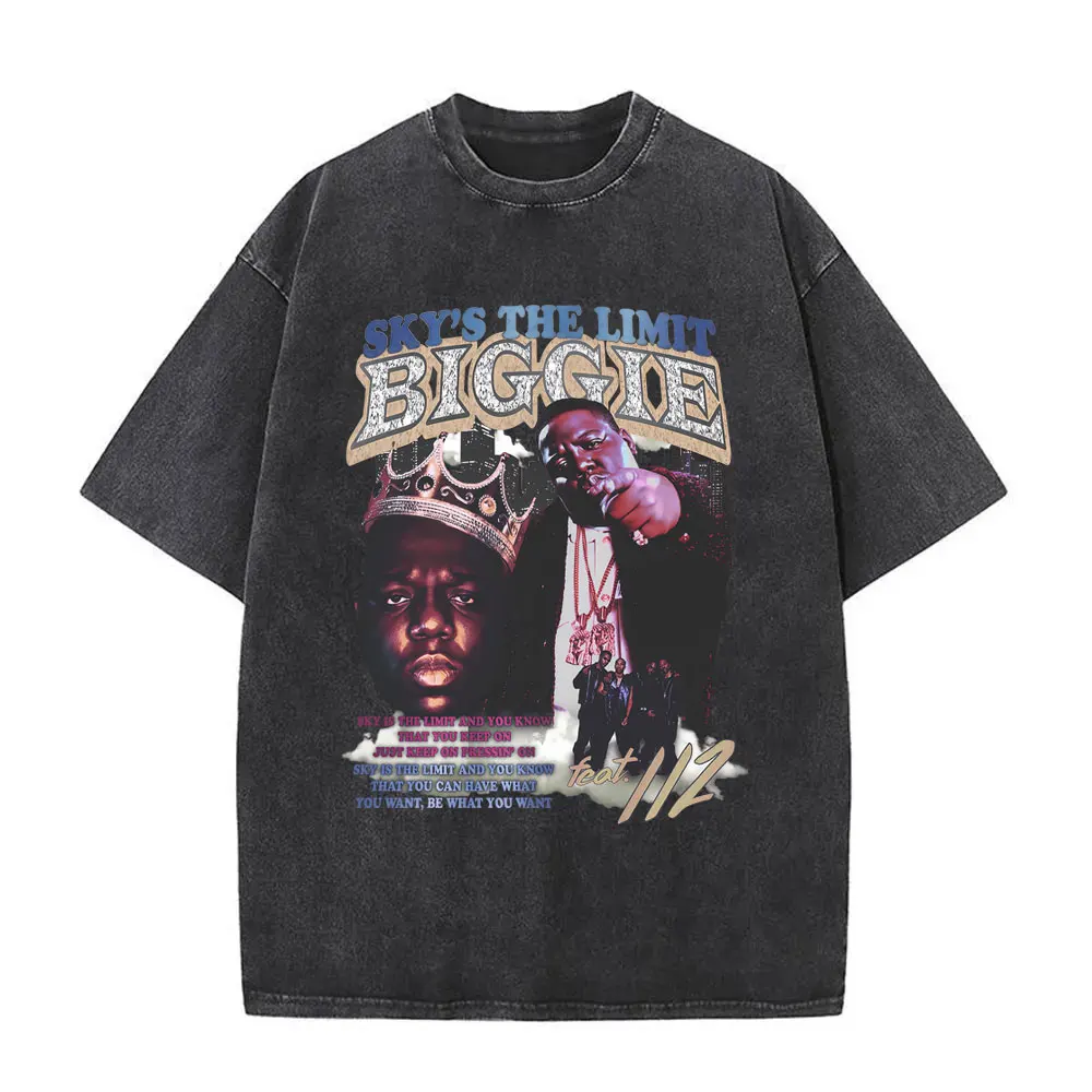 Фото Винтажная футболка с принтом The Notorious B.I.G. (Бигги Смаллс) в стиле хип-хоп, оверсайз, с коротким рукавом, для мужчин и женщин №4