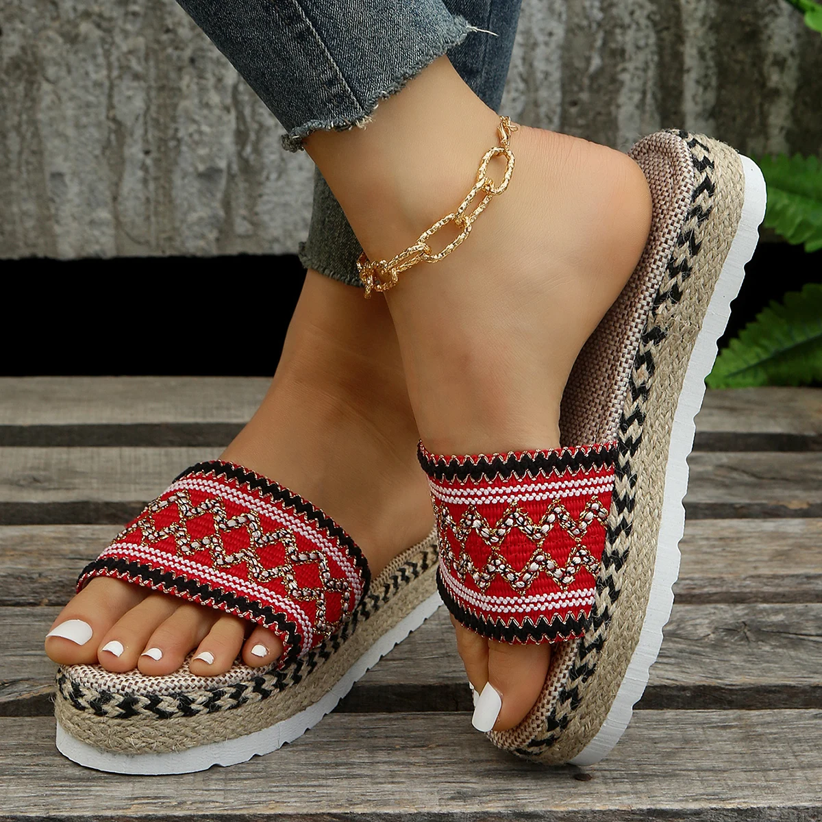 Women Slippers Summer Casual Plus Size 35-43 Women Sandals Wedges Platform Fashion Outdoor Beach Shoes Open-Toe Multi-Colors