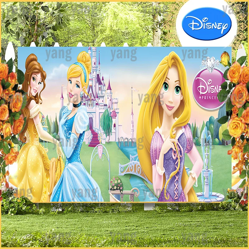 Customized Princess Photo Backdrop Castle Tangled Rapunzel Girl Birthday Party Supplies Photography Background Decoration Banner